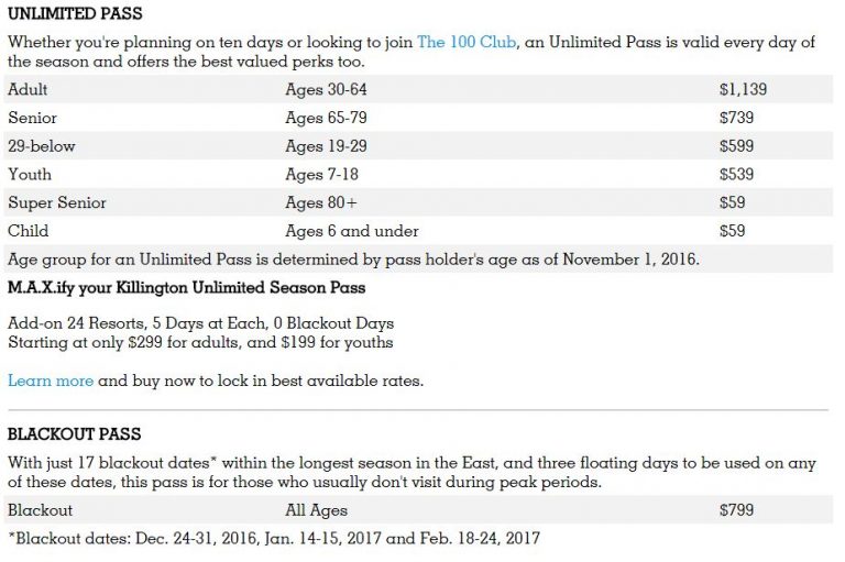 2016-17 SEASON PASSES